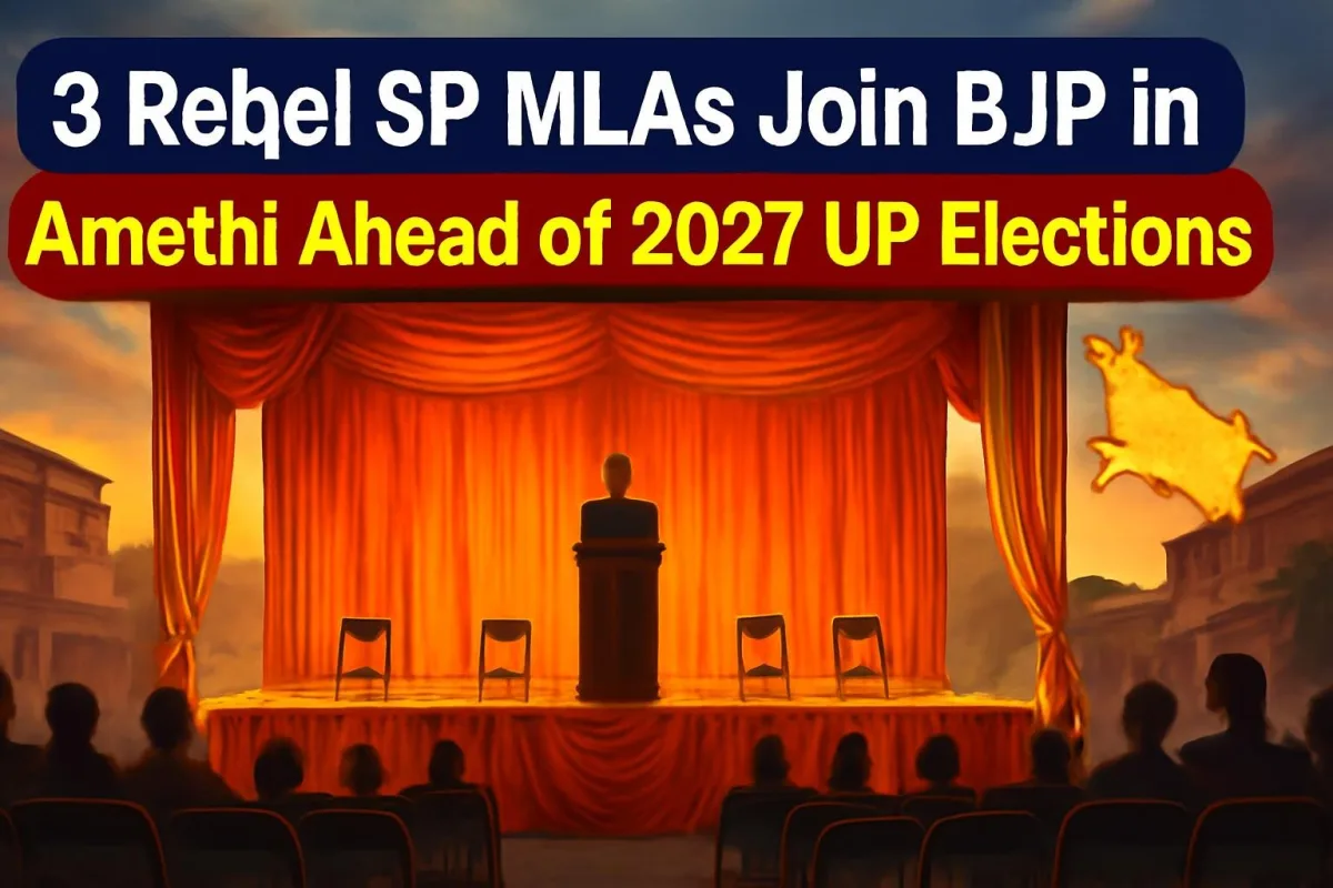 Rally stage in Amethi, Uttar Pradesh, where three SP MLAs joined the BJP