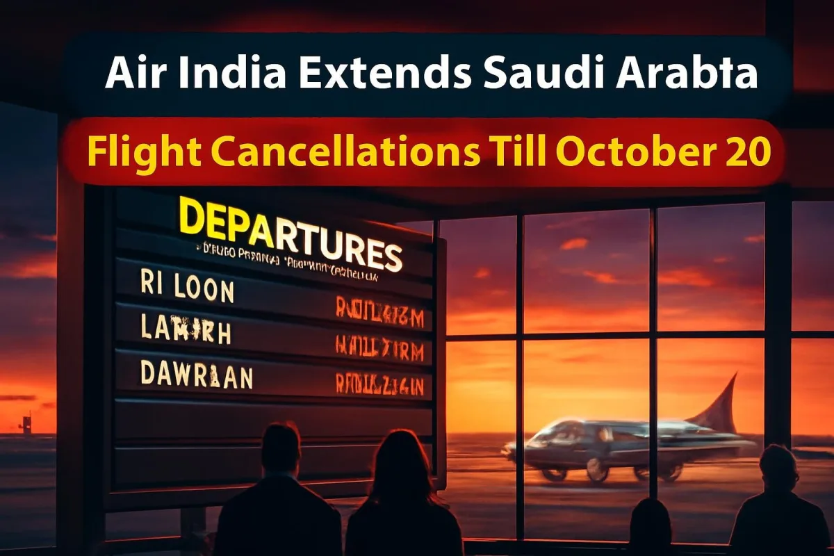 Departure board showing cancelled flights to Saudi Arabian cities