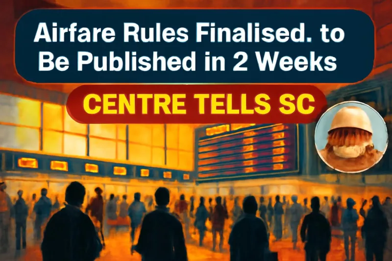 Indian airport departure hall illustrating the Centre's new airfare pricing rules before the Supreme Court