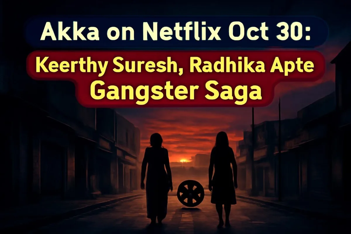 1980s South Indian town at dusk, mood art for Netflix series Akka