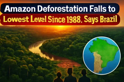Aerial view of the Amazon rainforest and a river in Brazil