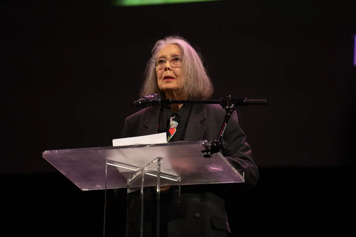Anne Carson reading at the 2024 National Book Awards finalist reading