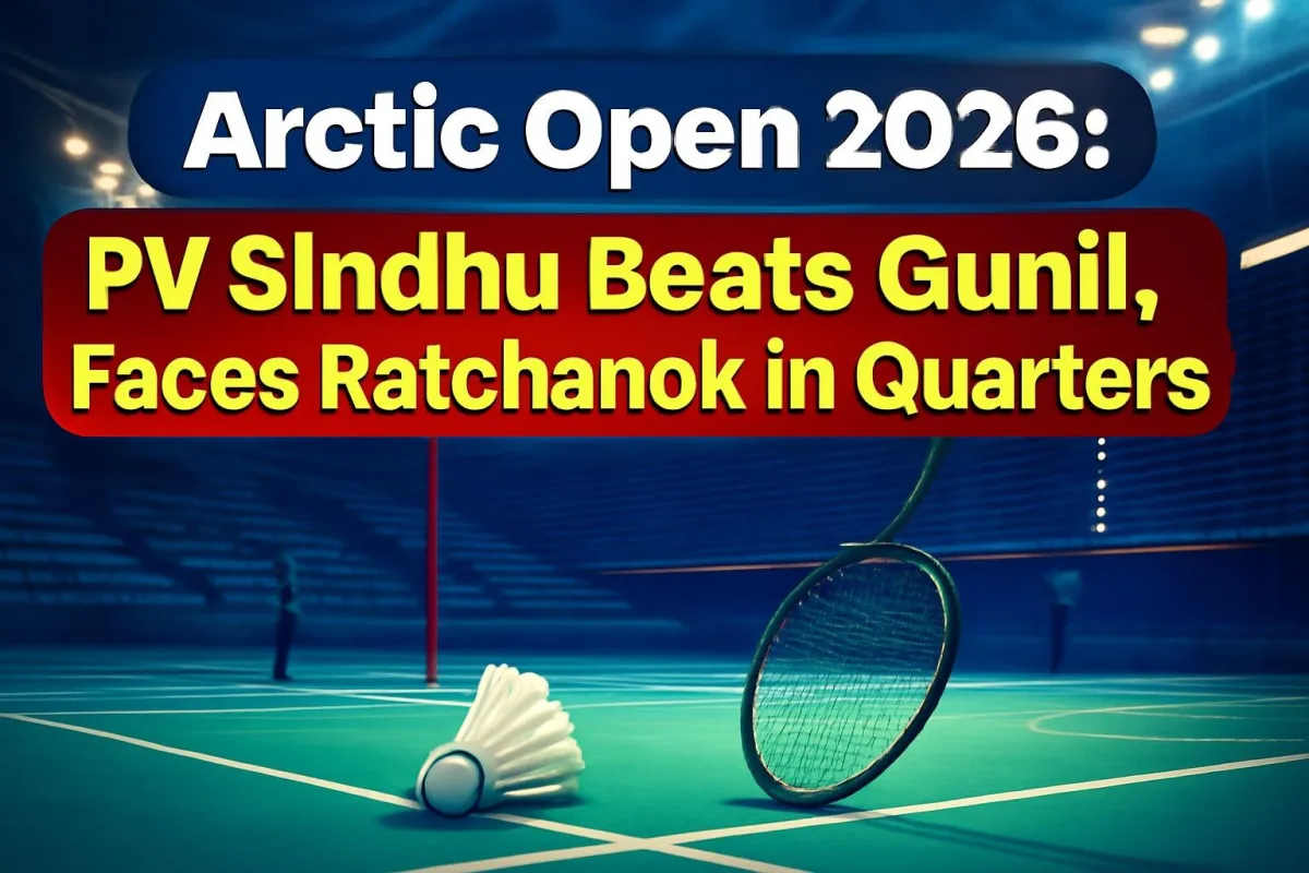 Illustration of a badminton court at the Arctic Open 2026 in Vantaa, Finland