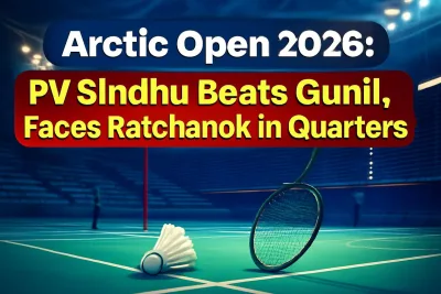 Illustration of a badminton court at the Arctic Open 2026 in Vantaa, Finland