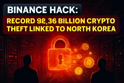 Illustration of a broken digital padlock over cryptocurrency symbols