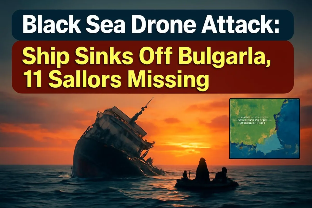 Cargo ship in the Black Sea after a drone attack off Bulgaria