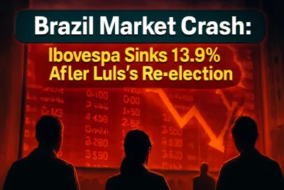 Illustration of a stock board in Sao Paulo showing a market crash