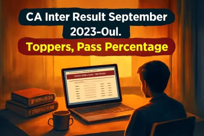 Student checking the CA Inter September 2026 result on a laptop