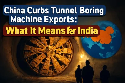 Tunnel boring machine cutterhead inside a construction tunnel