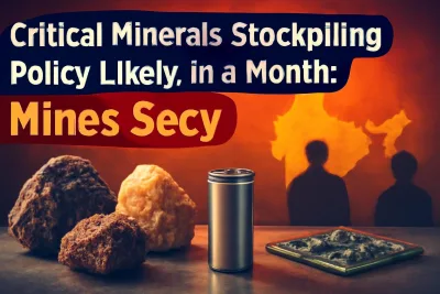 Critical minerals such as lithium and rare earth ores beside a battery cell
