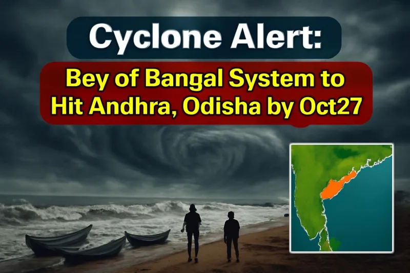 Storm clouds over the Bay of Bengal coast as a cyclone threatens Andhra Pradesh and Odisha