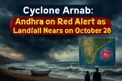 Storm clouds over the Andhra Pradesh coast as Cyclone Arnab approaches