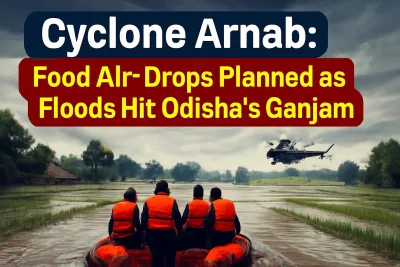 Flooded village in Ganjam, Odisha after Cyclone Arnab