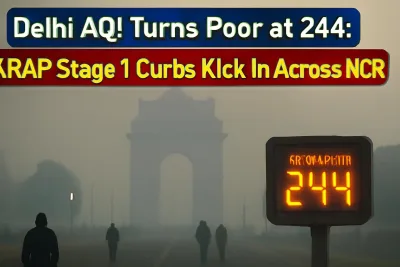 India Gate in New Delhi covered in haze as air quality turns poor