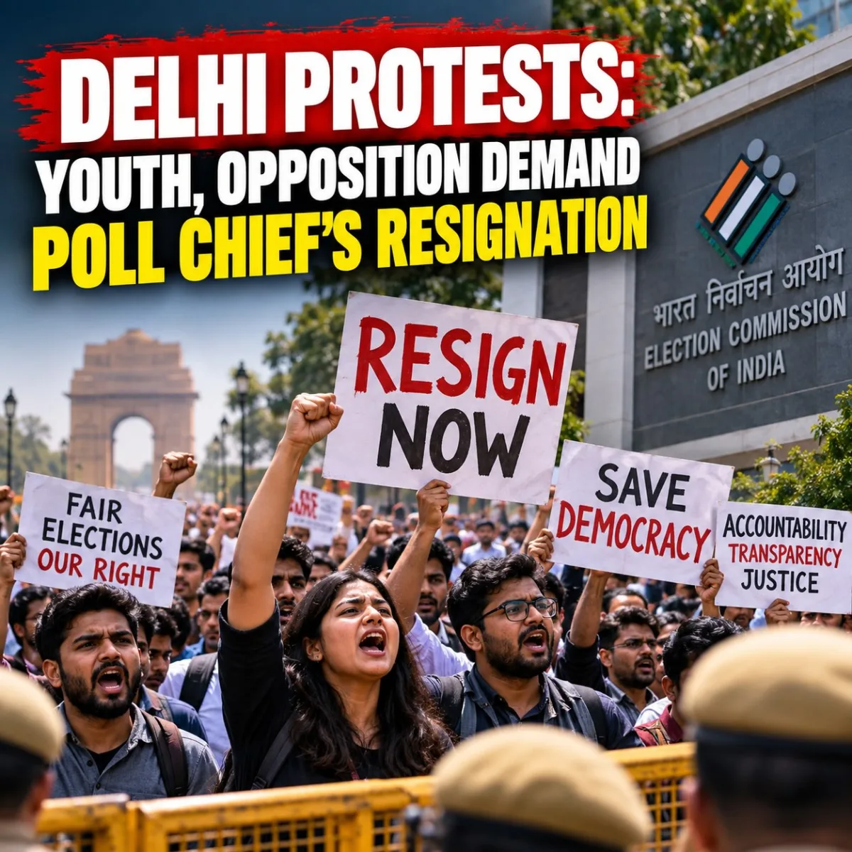 Delhi Protests: Youth, Opposition Demand Poll Chief's Resignation