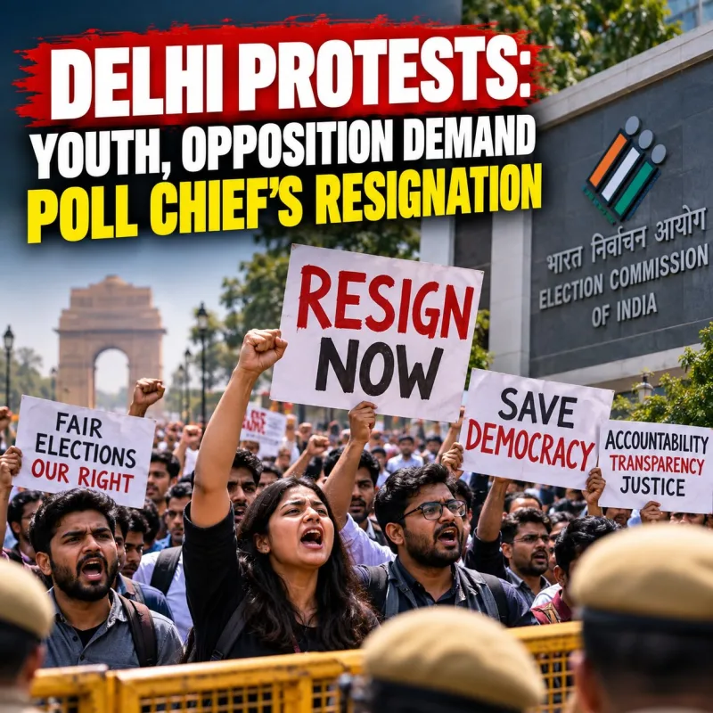 Delhi Protests: Youth, Opposition Demand Poll Chief's Resignation