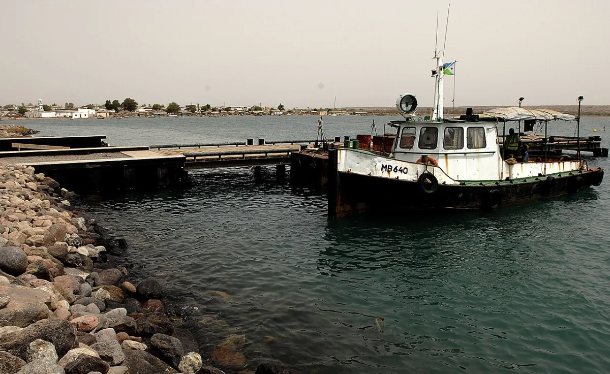 Small boat and pier at the port of Obock, Djibouti
