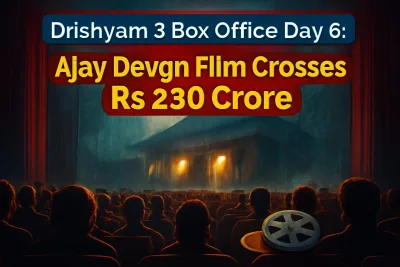 Packed cinema hall audience watching a thriller, representing Drishyam 3 box office run