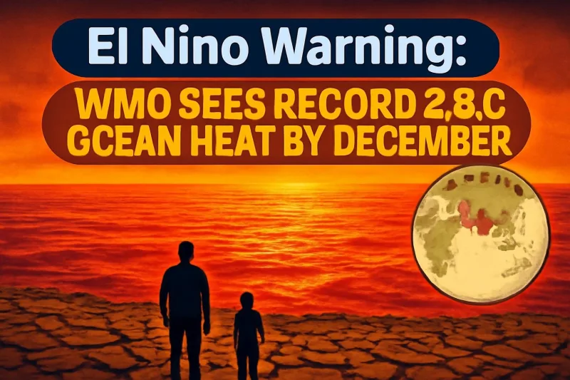Illustration of record El Nino ocean heat in the Pacific