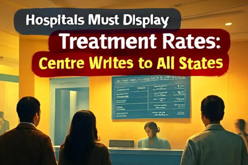 Hospital reception with a treatment rate board on the wall