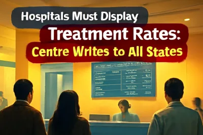Hospital reception with a treatment rate board on the wall