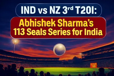 Floodlit cricket stadium in Wellington as India chase 199 against New Zealand in the 3rd T20I