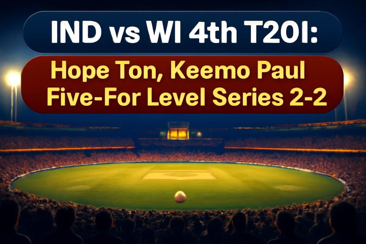 Floodlit cricket stadium in Hyderabad during the India vs West Indies 4th T20I