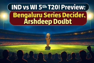 Floodlit Chinnaswamy Stadium in Bengaluru ahead of the IND vs WI 5th T20I