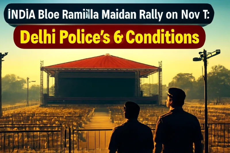 Ramlila Maidan in Delhi prepared with a stage, barricades and CCTV for a political rally