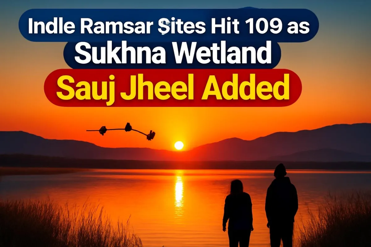 Sukhna Lake in Chandigarh with Shivalik hills at sunrise