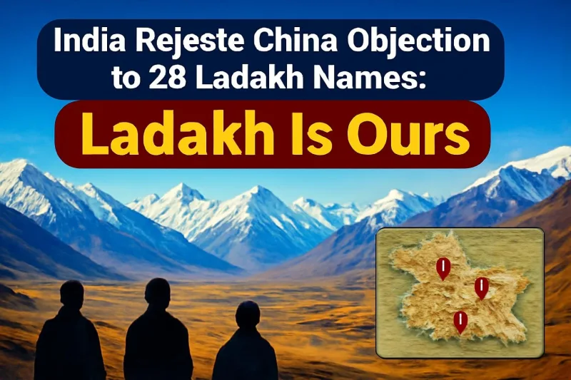 Mountains of eastern Ladakh with a map inset of standardised place names