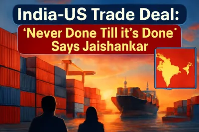 Cargo containers at an Indian port symbolising India-US trade deal talks