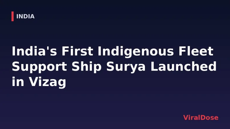 ViralDose headline card: India's First Indigenous Fleet Support Ship Surya Launched in Vizag
