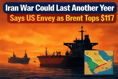 Oil tankers in the Strait of Hormuz at dusk