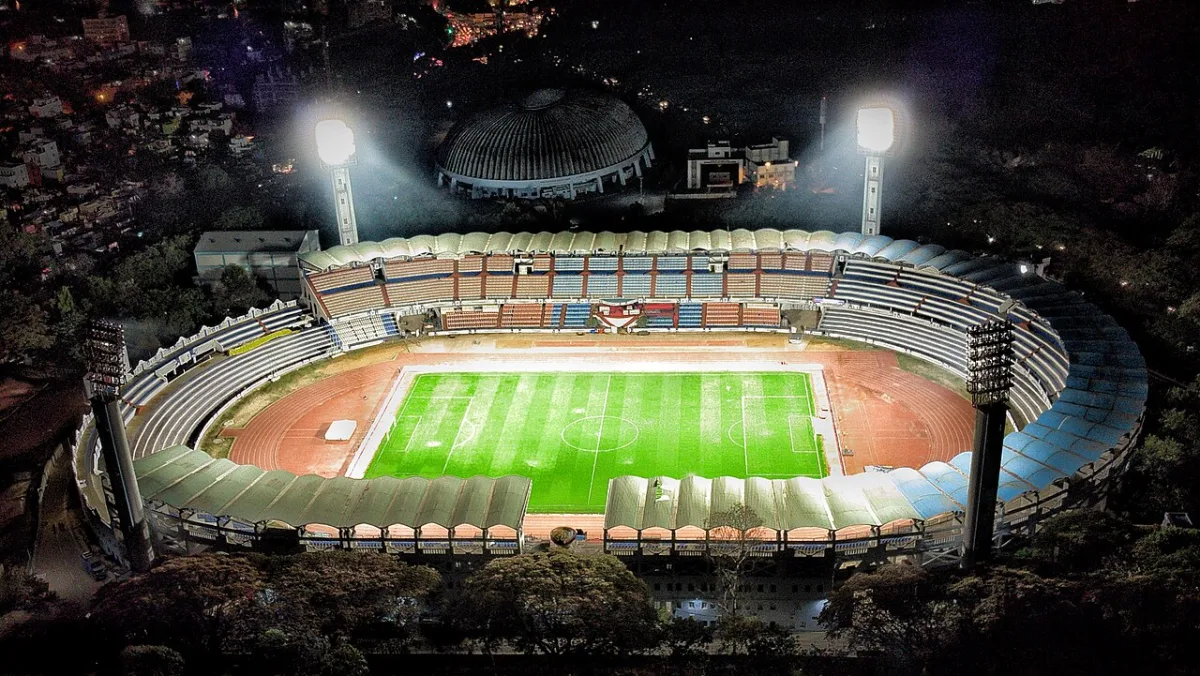 Sree Kanteerava Stadium in Bengaluru lit up at night