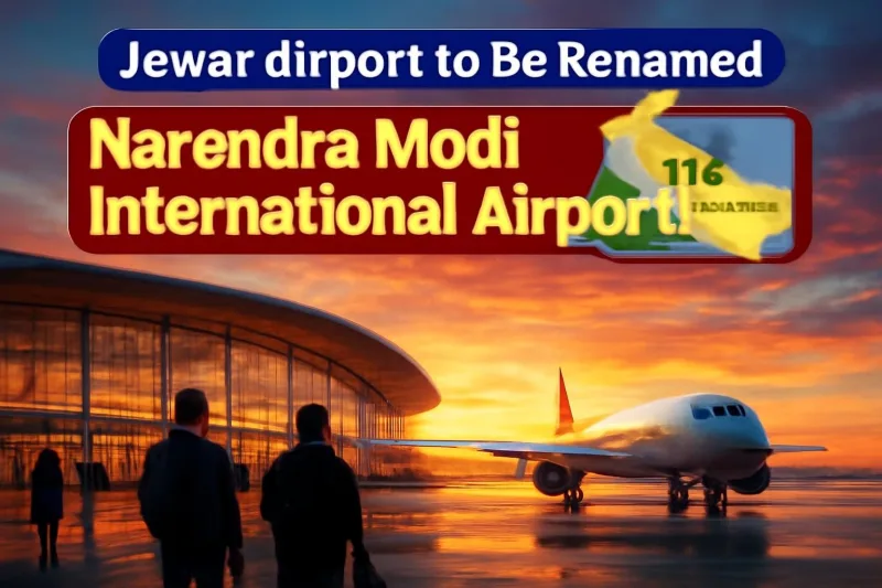 Modern airport terminal and runway at Jewar, Greater Noida, for the airport renaming news