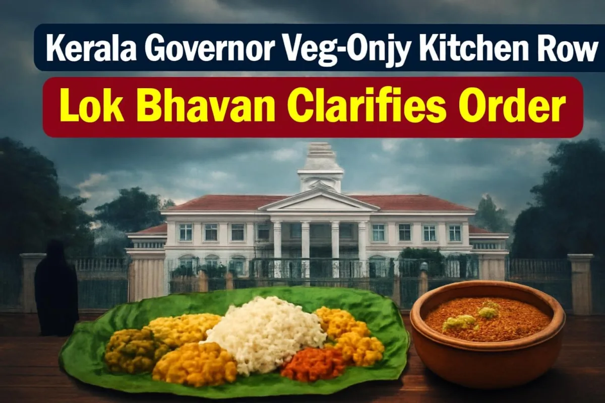 Lok Bhavan Thiruvananthapuram and a Kerala meal, illustrating the Governor's kitchen row