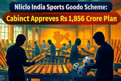 Sports goods such as cricket bats and footballs being made in an Indian factory under the Khelo India scheme