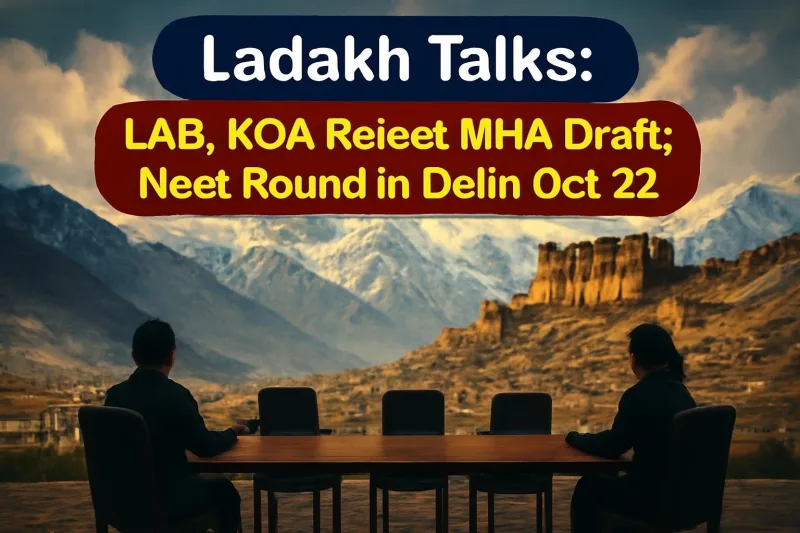 Leh town and Himalayan peaks illustrating the Ladakh talks between LAB, KDA and the Home Ministry