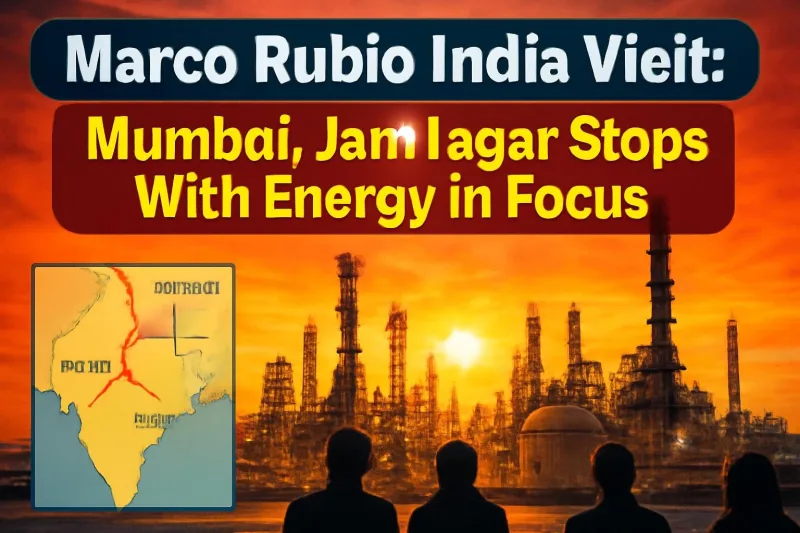 Oil refinery on the Gujarat coast near Jamnagar ahead of Marco Rubio's India visit