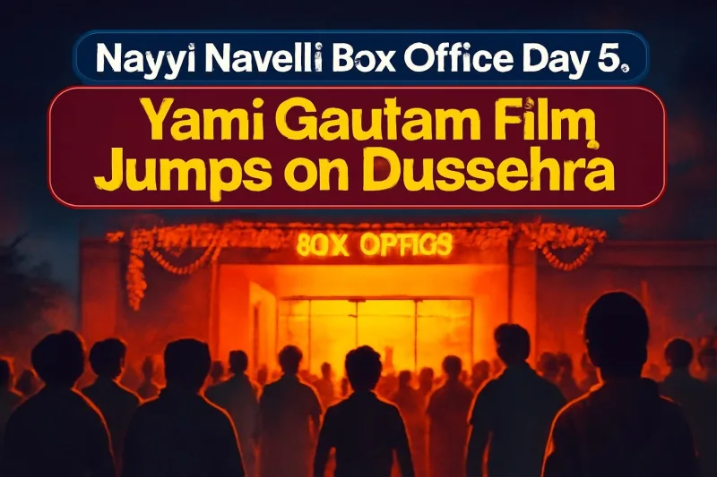 Indian cinema hall decorated for Dussehra with audiences entering