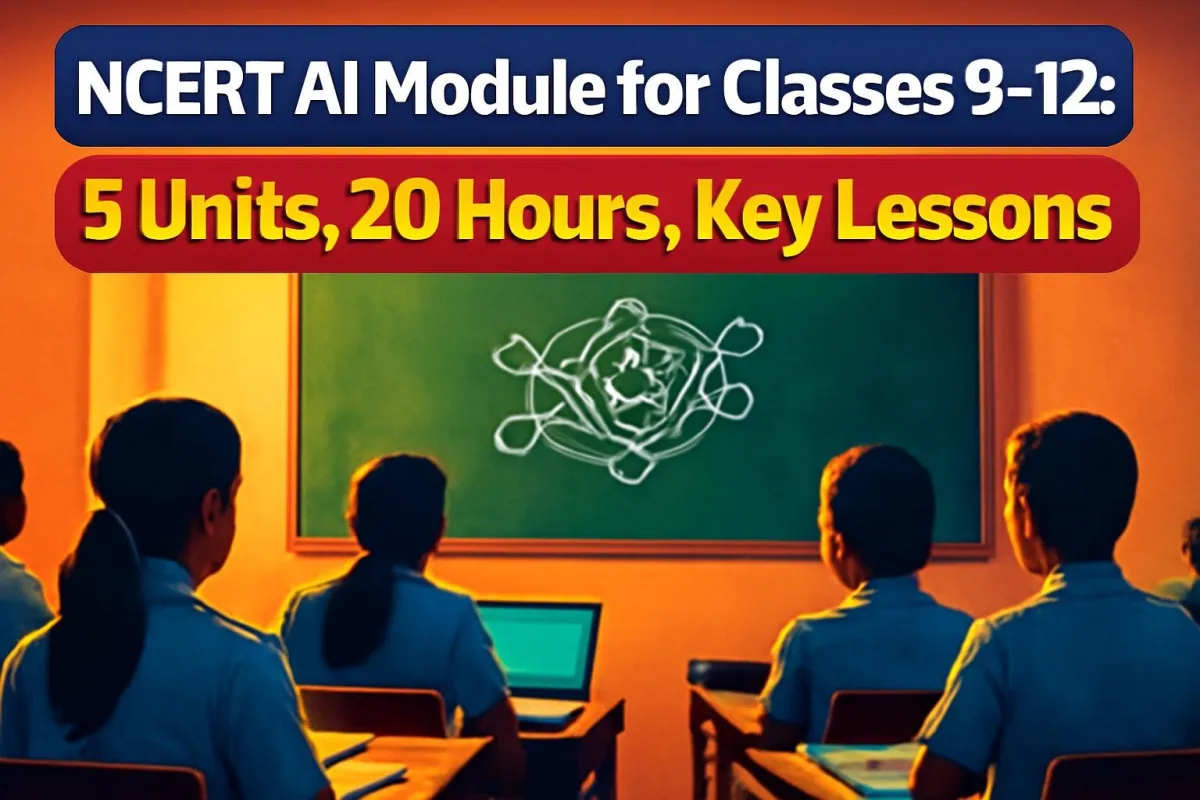 Indian classroom learning about artificial intelligence on a blackboard