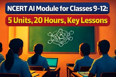 Indian classroom learning about artificial intelligence on a blackboard
