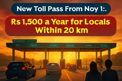 Toll plaza on an Indian National Highway with FASTag lanes
