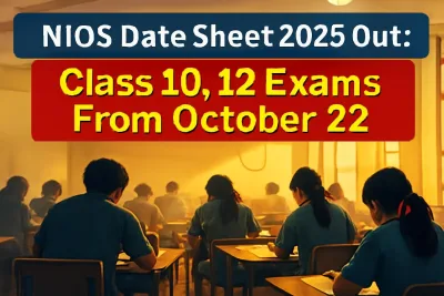 Students writing NIOS Class 10 and 12 exams in an exam hall