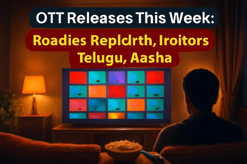 Living room TV showing streaming titles, illustrating this week's OTT releases