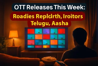 Living room TV showing streaming titles, illustrating this week's OTT releases