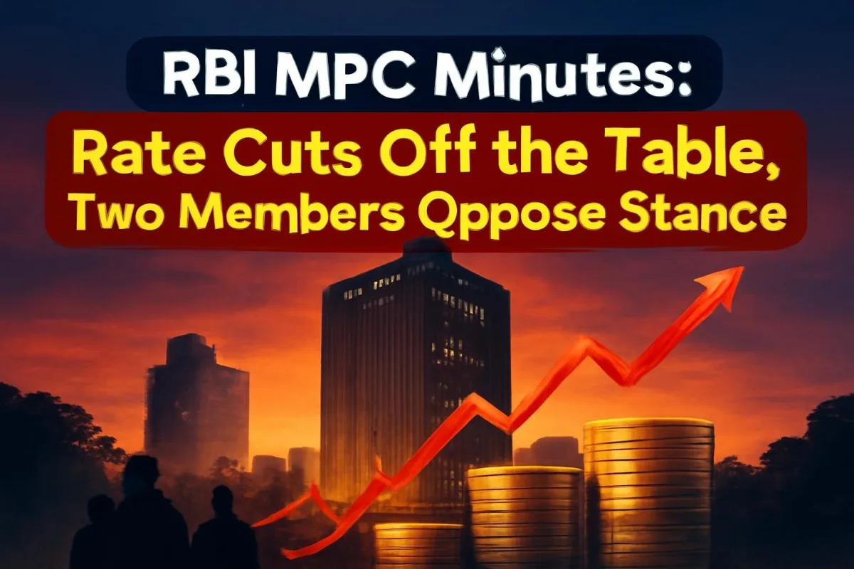 Reserve Bank of India building in Mumbai with a rising interest rate graph