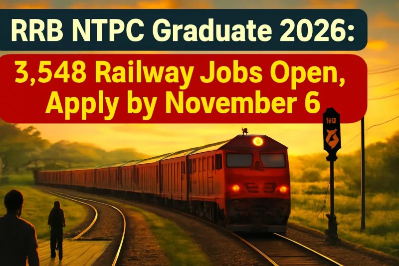 Indian Railways goods train representing RRB NTPC Graduate 2026 recruitment