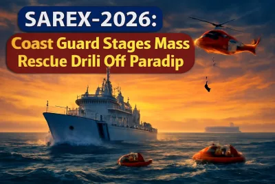 Symbolic image of a Coast Guard sea rescue drill off Paradip, Odisha